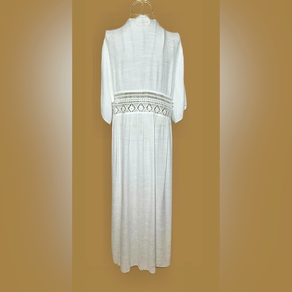 NEW Boho White Lace Beach Dress Coverup with Flutter Sleeves & 2-Tie Front, OS - Picture 7 of 13